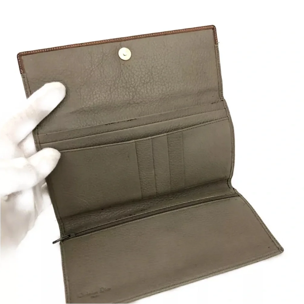 Christian Dior CD Logo Leather Long Bifold Wallet